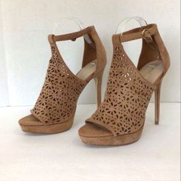 Aldo Vizzola heeled peep toe sandal. Approx 5” stiletto heel, 1” platform. - Picture 1 of 10